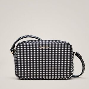 Massimo Dutti Leather Gingham Structured Crossbody Bag | NWT